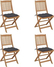  vidaXL Składane krzesła ogrodowe z poduszkami 4 szt. drewno akacjowe (3064686)
