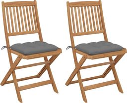  vidaXL Składane krzesła ogrodowe z poduszkami 2 szt. drewno akacjowe (3064660)