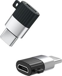 Adapter USB XO NB149 USB-C - microUSB Czarny  (8_2256893)