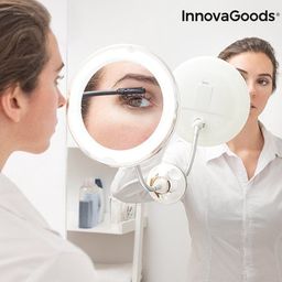 Lusterko kosmetyczne InnovaGoods Lustro powiększające LED z elastycznym ramieniem i przyssawką