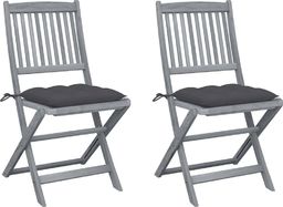  vidaXL Składane krzesła ogrodowe z poduszkami 2 szt. drewno akacjowe (3064551)
