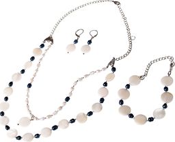  GANELLI Jewelry & handmade Zestaw biżuterii GANELLI - naszyjnik, bransoletka, kolczyki z kamieni półszlachetnych Sidef, perły naturalne (kultura)