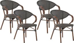  Beliani Zestaw 4 krzeseł ogrodowych ciemne drewno z szarym CASPRI