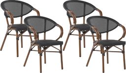  Beliani Zestaw 4 krzeseł ogrodowych ciemne drewno z czarnym CASPRI