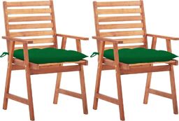  vidaXL Krzesła ogrodowe z poduszkami 2 szt. lite drewno akacjowe