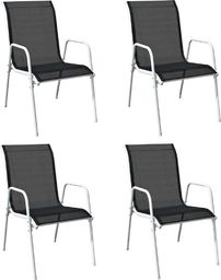  vidaXL Krzesła ogrodowe sztaplowane 4 szt. stal i Textilene czarne