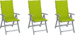  vidaXL Rozkładane krzesła ogrodowe z poduszkami 3 szt. lita akacja