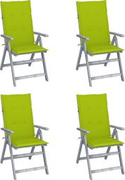  vidaXL Rozkładane krzesła ogrodowe z poduszkami 4 szt. lita akacja