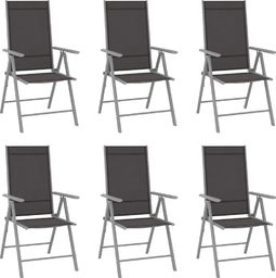  vidaXL Składane krzesła ogrodowe 6 szt. tkanina textilene czarne
