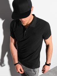  Ombre Koszulka męska polo klasyczna bawełniana S1374 - czarna S