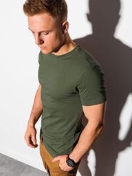  Ombre T-shirt męski bawełniany basic S1370 - khaki S