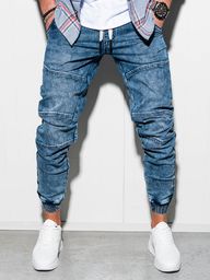  Ombre Spodnie męskie jeansowe joggery P551 - niebieskie L