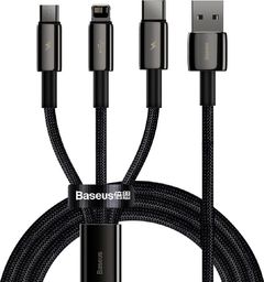 Kabel USB Baseus USB-A - USB-C + microUSB + Lightning 1.5 m Czarny (CAMLTWJ-01)