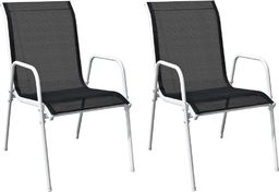  vidaXL Krzesła ogrodowe, sztaplowane, 2 szt., stal i Textilene, czarne