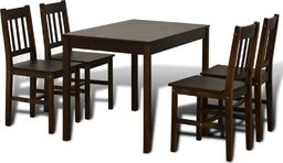  Elior Ciemnobrązowy zestaw stół i 4 krzesła Ellen