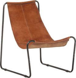  vidaXL Krzesło wypoczynkowe, brązowe, skóra naturalna