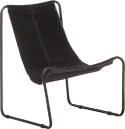  vidaXL Krzesło wypoczynkowe, czarne, skóra naturalna