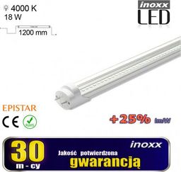 Świetlówka Nvox Świetlówka led 120cm 18w t8 4000k g13 neutralna przezroczysta