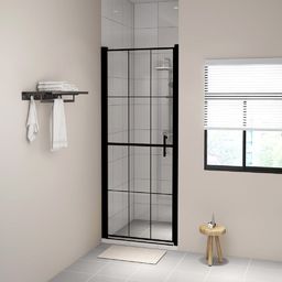 vidaXL Drzwi prysznicowe, hartowane szkło, 91 x 195 cm, czarne