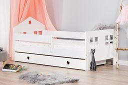  Lelu Design Łóżko 140x80cm Ladybird pojedyncze z szufladą serduszka kolor biały