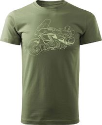  Topslang Koszulka motocyklowa z motocyklem na motor Honda Goldwing męska khaki REGULAR S