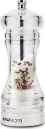 Młynek do przypraw NAVA Młynek AKRYLOWY PRZEZROCZYSTY do mielenia przypraw pieprzu soli 14 cm