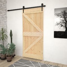  vidaXL Drzwi przesuwne z osprzętem, 80x210 cm, lite drewno sosnowe