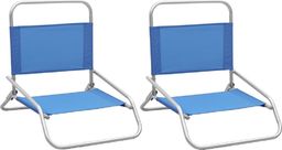  vidaXL Składane krzesła plażowe 2 szt. niebieskie obite tkaniną