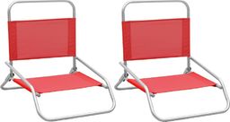  vidaXL Składane krzesła plażowe, 2 szt., czerwone, obite tkaniną