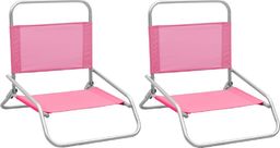  vidaXL Składane krzesła plażowe 2 szt. różowe obite tkaniną