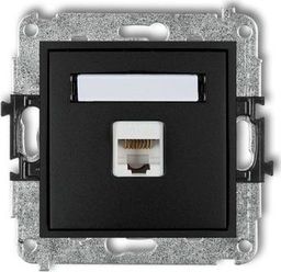Karlik MINI Gniazdo komputerowe pojedyncze 1xRJ45 kat. 5e ekranowane 8-stykowy czarny mat 12MGK-1e