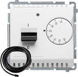 Kontakt-Simon Regulator temperatury z czujnikiem zewnętrznym, 16A, 230V. Montaż gniazda na wkręty do puszki, biały BMRT10ZS.02/11