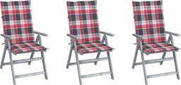  vidaXL Rozkładane krzesła ogrodowe z poduszkami, 3 szt., lita akacja (3064741)