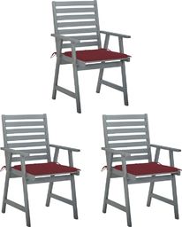  vidaXL Krzesła ogrodowe z poduszkami, 3 szt., lite drewno akacjowe (3064437)