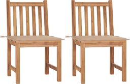  vidaXL Krzesła ogrodowe z poduszkami, 2 szt. lite drewno tekowe (3062919)