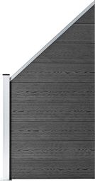  vidaXL Panel ogrodzeniowy, WPC, 95x(105-180) cm, czarny
