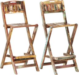  vidaXL Składane krzesła barowe do ogrodu drewno z odzysku 2 szt.