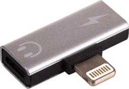 Adapter USB Akyga Lightning - Lightning x2 Srebrny  (AK-AD-64)