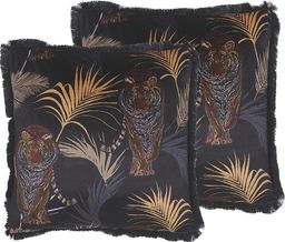  Beliani Zestaw 2 poduszek dekoracyjnych z motywem tygrysa 45 x 45 cm czarny RAMTEK