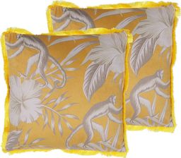  Beliani Zestaw 2 poduszek dekoracyjnych z motywem zwierzęcym 45 x 45 cm źółty MANJU