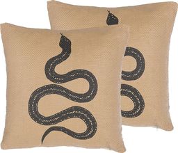  Beliani Zestaw 2 poduszek dekoracyjnych z motywem węża 45 x 45 cm beżowy MANORA