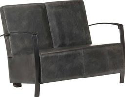  vidaXL 2-osobowa sofa, postarzany szary kolor, skóra naturalna