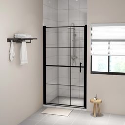  vidaXL Drzwi prysznicowe, hartowane szkło, 100x178 cm , czarne