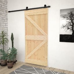  vidaXL Drzwi przesuwne z osprzętem, 90x210 cm, lite drewno sosnowe