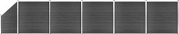  vidaXL Zestaw ogrodzeniowy z WPC, 965 x (105-186) cm, czarny