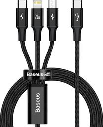 Kabel USB Baseus USB-C - USB-C + microUSB + Lightning 1.5 m Czarny (CAMLT-SC01)