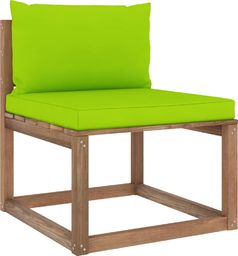  vidaXL Ogrodowa sofa środkowa z palet z jasnozielonymi poduszkami