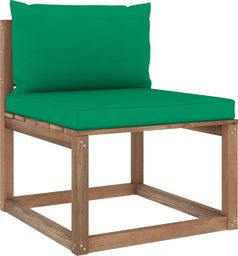  vidaXL Ogrodowa sofa środkowa z palet z zielonymi poduszkami