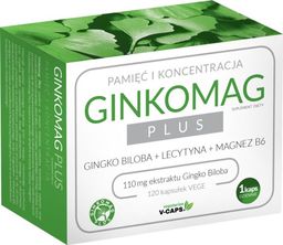 XENICOPHARMA Ginkomag Plus Suplement Diety na pamięć i koncentrację, 120 kaps. Vege - XenicoPharma