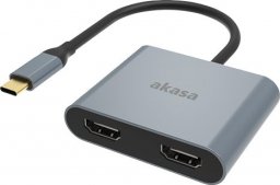 Stacja/replikator Akasa USB-C - HDMI x2 Szary  (AK-CBCA26-18BK)